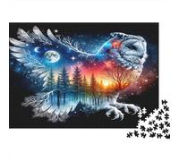 Owl Art 1000 Piece Jigsaw Puzzle Recycled Starry Forest Senior Puzzles Party Game Props Developing Children‘s Intelligence Educational Fun 52x38cm/1000pcs