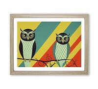 Owl Art Deco Abstract Framed Print | A4 Oak Framed Wall Art | Ready to Hang | Art Deco Animal Picture | Living Room Bedroom Lounge Office