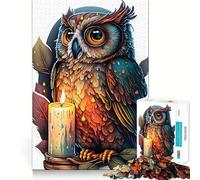 Owl Art Luminous Wisdom 1000 Piece Jigsaw Puzzles for Teenagers Jigsaw Logic Ability Toy Soft Relax Accurate Cut Cherished Gift (50x75cm)