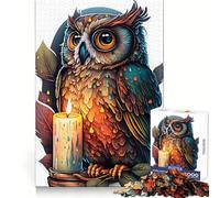 Owl Art Luminous Wisdom 1000 Piece Jigsaw Puzzles for Teenagers Jigsaw Logic Ability Toy Soft Relax Accurate Cut Cherished Gift (50x75cm)
