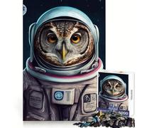 Owl Astronaut Jigsaw Puzzle for Adults 1000 Pieces Boost Recall Leisure Fun Accurate Edge Lovely Present (38x52cm)
