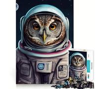 Owl Astronaut Jigsaw Puzzle for Adults 1000 Pieces Boost Recall Leisure Fun Accurate Edge Lovely Present (38x52cm)