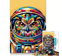 Owl Astronaut Wpap 1000 Piece Jigsaw Puzzles for Teenagers Jigsaw Smart Game Warm Time Image Assembly Lovely Gift (38x52cm)