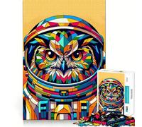 Owl Astronaut Wpap Jigsaw Puzzle for Teenagers 1000 Pieces Memory Boost Indoor Play Image Assembly (50x75cm)