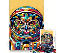 Owl Astronaut Wpap Jigsaw Puzzle for Teenagers 1000 Pieces Memory Boost Indoor Play Image Assembly (50x75cm)
