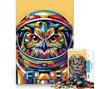 Owl Astronaut Wpap Jigsaw Puzzles for Adults1000 Piece Strengthen Memory Home Activity Clean Edge Festive Gift (38x26cm)