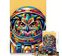 Owl Astronaut Wpap Jigsaw Puzzles for Adults1000 Piece Strengthen Memory Home Activity Clean Edge Festive Gift (38x26cm)