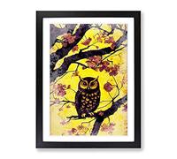 Owl At Sunset Framed Print | A2 Black Framed Wall Art | Ready to Hang | Modern Animal Picture | Living Room Bedroom Lounge Office