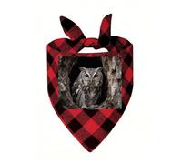 Owl at The Cave Entrance Dog Bandana Plaid Triangle Pets Scarf | Funny Dog Neckwear Washable Triangle Bibs Kerchief Pet Costume Accessories for Small Medium Large Dogs Cats Birthday Gift