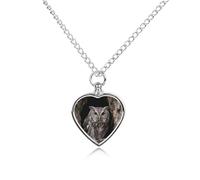 Owl at The Cave Entrance Pet Urn Necklace for Dog Cat Ashes Heart Cremation Keepsake Pendant Memorial Jewelry Gifts for Women Men