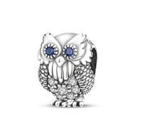 Owl Axolotl Mary Jesus Bible ADHD Cat Dog Potter Mouse Charm Bead Pendant 925 Sterling Silver Compatible With Pandora Charm Moments Bracelet (Wise Tawny Owl Love Pet Animal Bird)