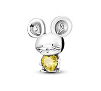 Owl Axolotl Mary Jesus Bible ADHD Cat Dog Potter Mouse Charm Bead Pendant 925 Sterling Silver Compatible With Pandora Charm Moments Bracelet (Heart Hug Mouse Rat Pet)