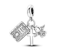 Owl Axolotl Mary Jesus Bible ADHD Cat Dog Potter Mouse Charm Bead Pendant 925 Sterling Silver Compatible With Pandora Charm Moments Bracelet (Holy Bible Guardian Angel Cross Crucifix Jesus Faith)