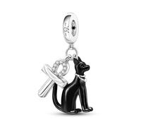 Owl Axolotl Mary Jesus Bible ADHD Cat Dog Potter Mouse Charm Bead Pendant 925 Sterling Silver Compatible With Pandora Charm Moments Bracelet (Anka Cross Crucifix Cat Kitten)