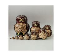 (Owl B) 10Pcs/Set Cute Cartoon Russian Nesting Dolls Wooden Handmade Toy
