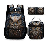Owl Backpack 3 Piece Set for Kids Age 8, Bird Theme Bookbag School Supplies Bundle Year 1 for Girls Outdoor Learning Family Trips and Weekend Adventures