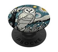 Owl - Barn Bird Watching - Van Gogh Starry Night Style PopSockets Adhesive PopGrip