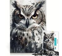 Owl Beauty Watercolor Hard Jigsaw Puzzle for Adults 1000 Pieces Solid Logic Toy Simple Fun Precision Cut (38x52cm)
