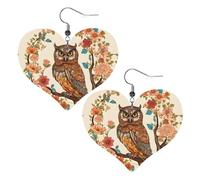 Owl Beliefs Double-Sided Faux Leather Large Dangle Earrings for Women Heart-Shape Lightweight Spring Winter Decorative Earrings for Holiday Concert Party Decor Gifts