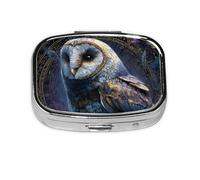 Owl Beliefs2_1_1 Square Mini Pill Case, Compact Metal Pocket Pill Box with 2 Compartments for Travel