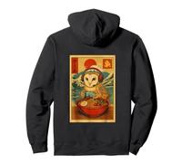 Owl Bird Gaming Ramen Japanese Ukiyo-e Great Wave Retro Art Pullover Hoodie