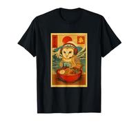 Owl Bird Gaming Ramen Japanese Ukiyo-e Great Wave Retro Art T-Shirt