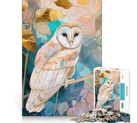 Owl Bird Gold Decor Hard Jigsaw Puzzle for Adults 1000 Pieces Boost Memory Soothing Play Premium Cut Perfect Present (50x75cm)