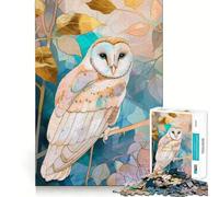 Owl Bird Gold Decor Jigsaw Puzzles for Adults1000 Pieces Mind Puzzle Cozy Relax Image Assembly (38x52cm)