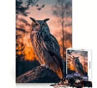 Owl Bird Sunset Animal Hard Jigsaw Puzzle for Adults 1000 Pieces Smart Game Home Enjoy Image Assembly Festive Gift (38x52cm)