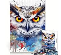 Owl Bird Watercolor Hard Jigsaw Puzzle for Adults 1000 Pieces Solid Logic Toy Simple Fun Precision Cut (38x26cm)