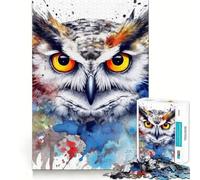 Owl Bird Watercolor Hard Jigsaw Puzzle for Adults 1000 Pieces Solid Logic Toy Simple Fun Precision Cut (38x26cm)
