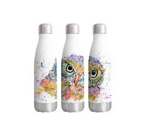 Owl Bird Watercolour Rainbow Art Bottle Double Wall Insulated Stainless Steel Sport Drinks 500ml White Gift Ideal for School Work Office Oudoor Sports Keeps Hot and Cold Drinks