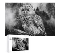 Owl Black&White Adult Puzzle, 1000 PCS, Relaxing Jigsaw Activity, A Satisfying Project for Experienced Puzzlers, for Family Fun