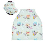 Owl Blue Sky Cloud Stretchy Baby Car Seat Cover,Canopy Nursing Covers,Soft Breathable Windproof Scarf Changepad for Winter Infant Breastfeeding Boys