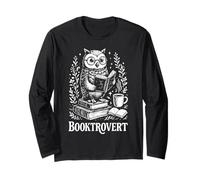 Owl Book Lover Coffee Reading Library Woodland Art Long Sleeve T-Shirt