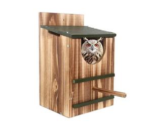 Owl Box - Outdoor Hanging Wooden Shelter | Wildlife Carbonization Box: Safe Feeding Breeding Space for Squirrels, Birds, Animals, Woods, Habitat