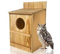 Owl Boxes for Outside, Barn Owl Nesting Box Wooden Birdhouse, Easy Assembly, Circular Opening, Includes Mounting Screws for Garden and Backyard Use 36.8 * 19 * 22.8cm