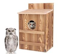Owl Boxes, Wooden Bird House, Circular Opening Design, Easy Assembly with Mounting Screws, Large Rectangular Bird Cave for Kestrel and Screeching Owls, Nesting Box for Bird Haws