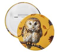 Owl Branch Badge Metal Round Pins, Lightweight Brooch for Backpack, Fashion Button Pins Badge for Shirts, Jackets, Shawl Coat, Unisex, 12pcs, Tinplate, metal round pins