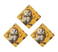 Owl Branch Car Air Freshener, 3 Pcs Rhombus Hanging Air Freshener Cards, Long Lasting Fragrance Scented Cards for Car, Home, Office Gray-style