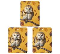 Owl Branch Car Air Freshener, 3 Pcs Square Hanging Air Freshener Cards, Long Lasting Fragrance Scented Cards for Car, Home, Office White-style