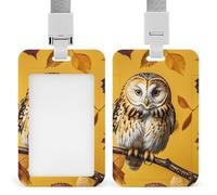 Owl Branch Retractable ID Badge Holder with Lanyard - Vertical Badge Reel,Keychain Clip,Name Tag Id Card Holder Protector for Nurse Officer Teacher Security Staff Women Men
