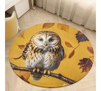 Owl Branch Round Doormat Absorbent Non Slip Washable Welcome Mat for Entryway, Front Door, Indoor Outdoor Use, Bedroom, Kitchen, Porch Decor, 90x90