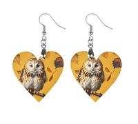 Owl Branch Wooden Earrings for Women, Vintage Elegant Wood Jewelry, Lightweight Earrings for Wedding, Party, Everyday Jewelry Gift, Love, Wood, wood
