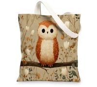 Owl Canvas Tote Bags, Cute Animal Design Reusable Shopping Bags, Vintage Floral Lightweight Washable Shoulder Strap Canvas Bags for Gym Outdoor Travel Beach Picnic 13x15 Inch