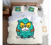Owl Cartoon duvet cover sets Children'S Animals duvet cover, Brushed Microfibre Ultra-Soft & Hypoallergenic Quilt Cover, Includes 1 Pillowcase, Lightweight Bedding Set for All Seasons
