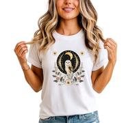 Owl Celestial Animals Womens T-Shirt Ladies Tee Mystical Night Sky Graphic L (16-18)