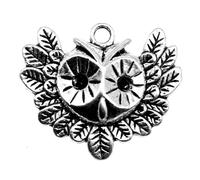 Owl Charms For Beginner Jewelry Makers, 35x30mm, Antique Silver Color, 3 Pieces