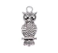 Owl Charms For Home Handcraft Projects, 30x12mm, Antique Silver Color, 10 Pieces