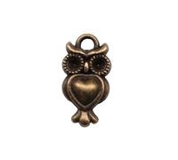 Owl Charms For Macrame Accessories, 17x9mm, Antique Bronze Color, 20 Pieces